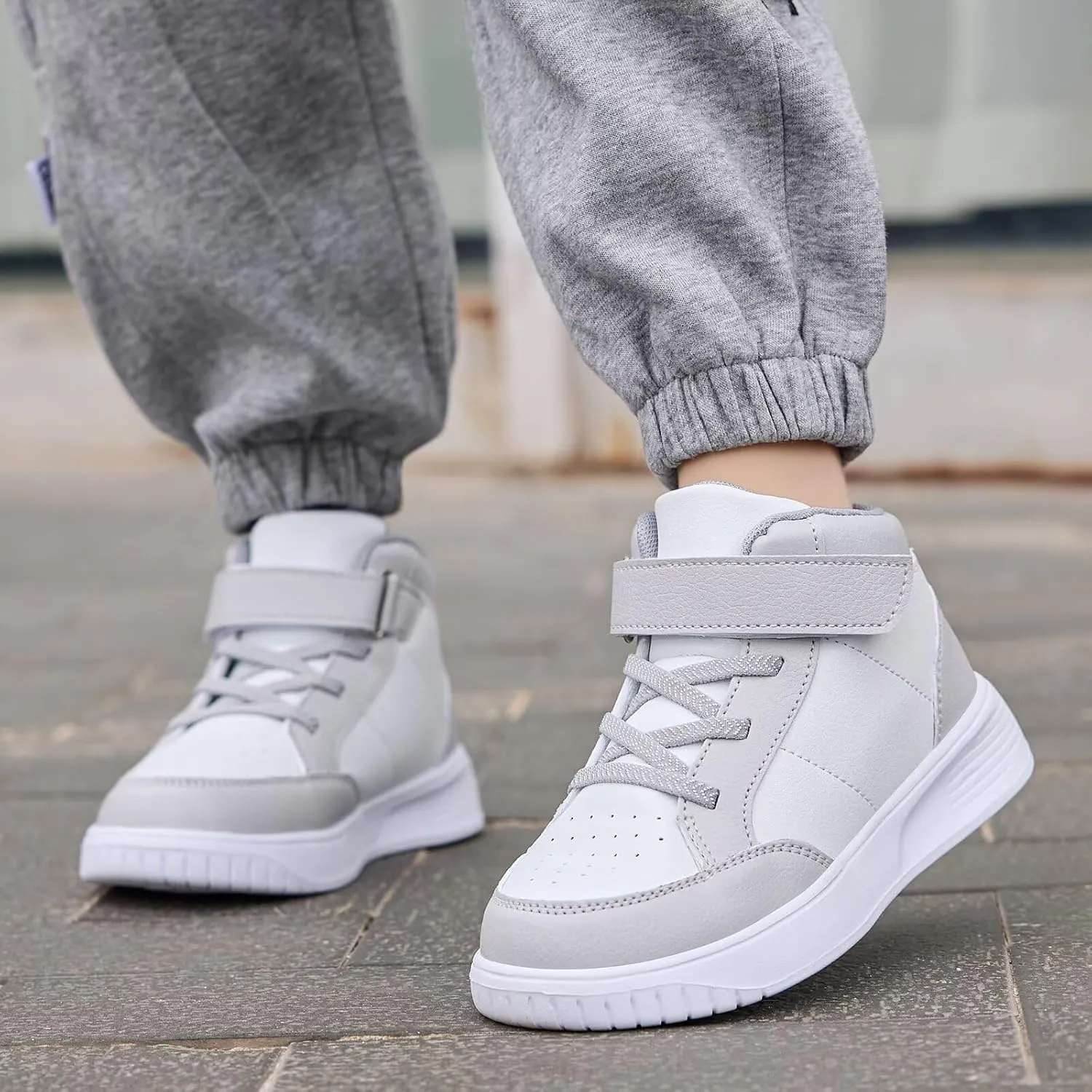Kids Sneakers Boys Running Shoes Girls High Top Casual Lightweight Classic Adjustable Strap Sneakers