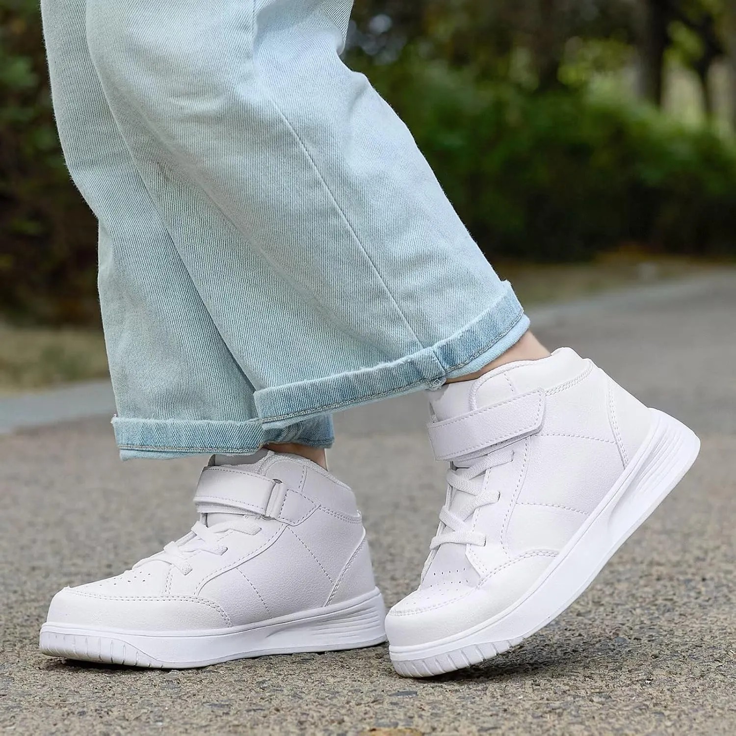 Kids Sneakers Boys Running Shoes Girls High Top Casual Lightweight Classic Adjustable Strap Sneakers