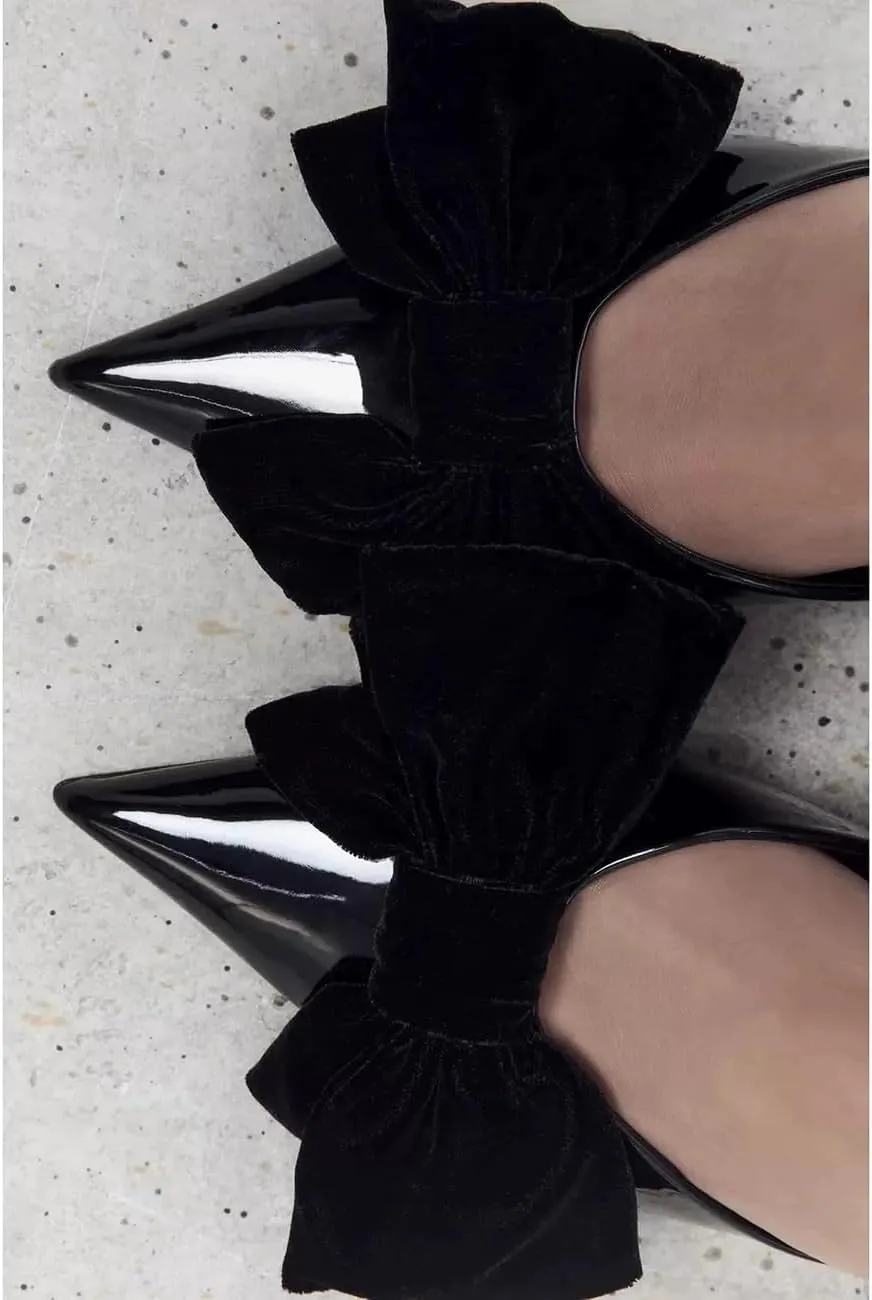 Kitten Heel Bow Mules for Women Slip On Mules
