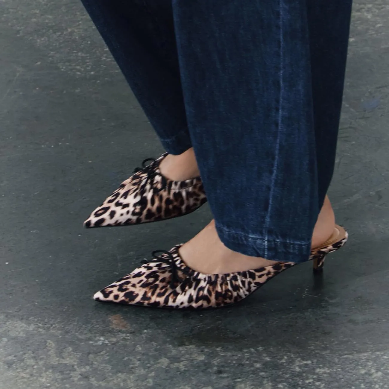 Kitten Heel Bow Mules for Women Slip On Mules