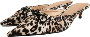 Kitten Heel Bow Mules for Women Slip On Mules