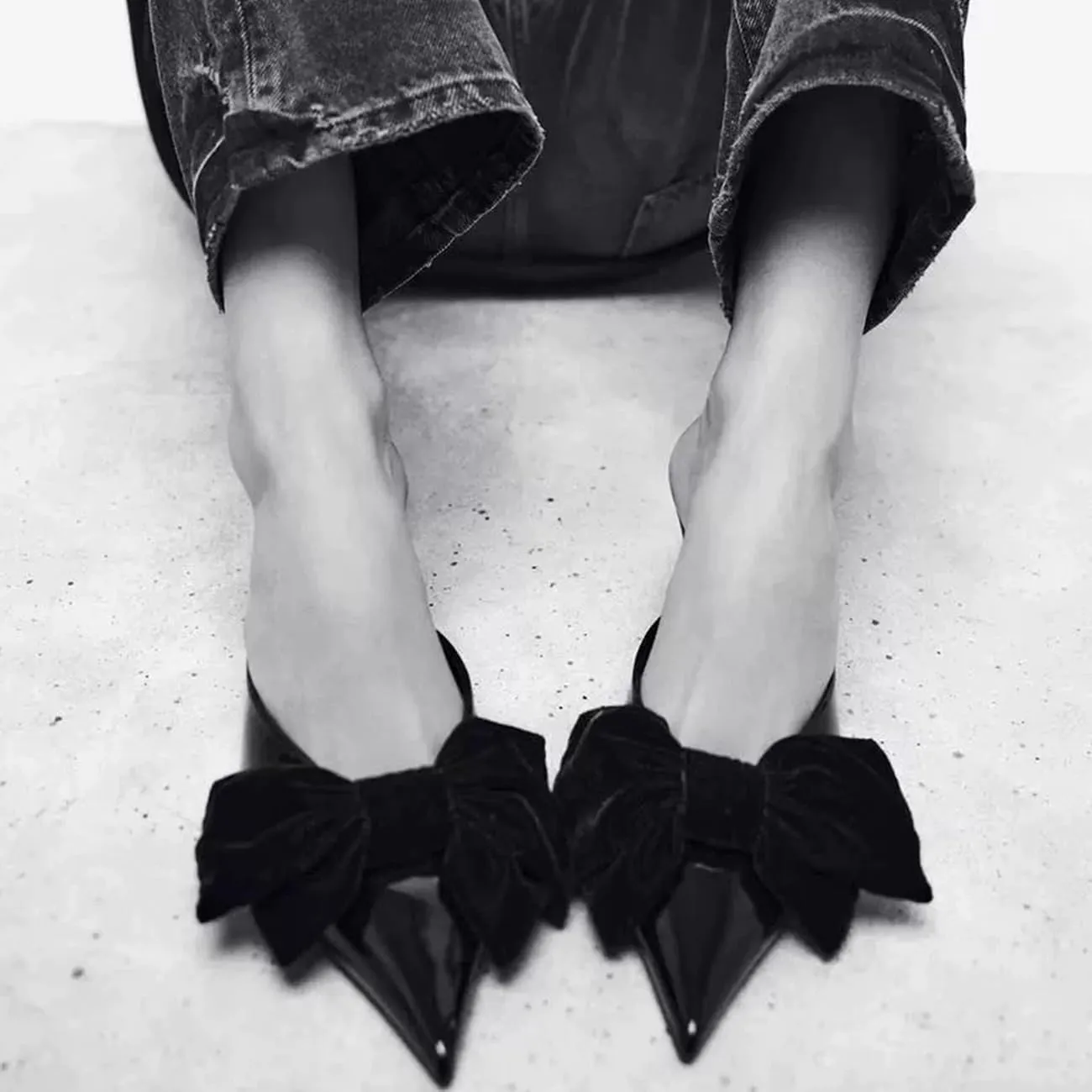 Kitten Heel Bow Mules for Women Slip On Mules