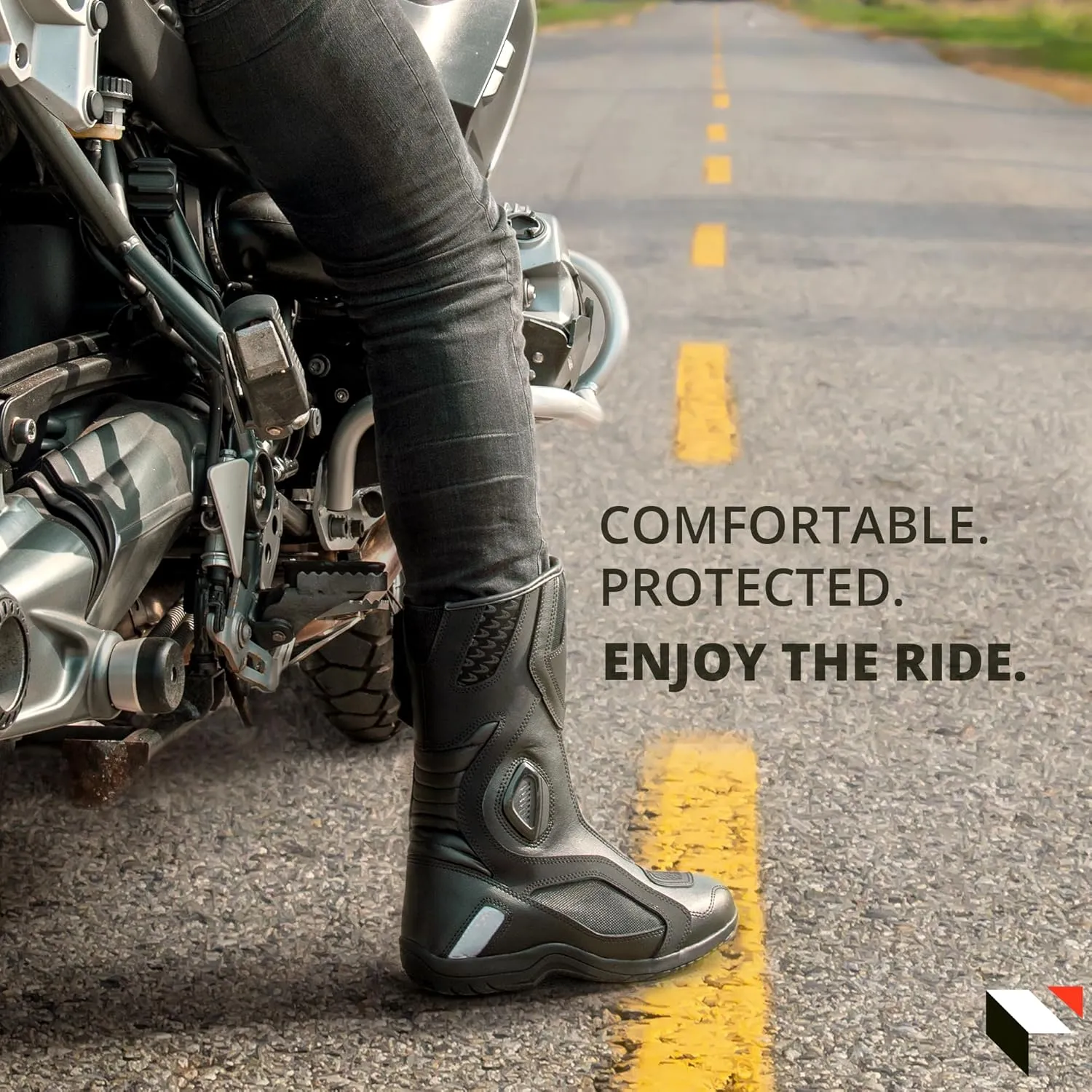 KRONOX Armored Motorcycle Boots for Men & Women - Comfortable Fit Riding Boots with Zipper, Anti-Slip Sole, Reflective Gear for Touring & Street