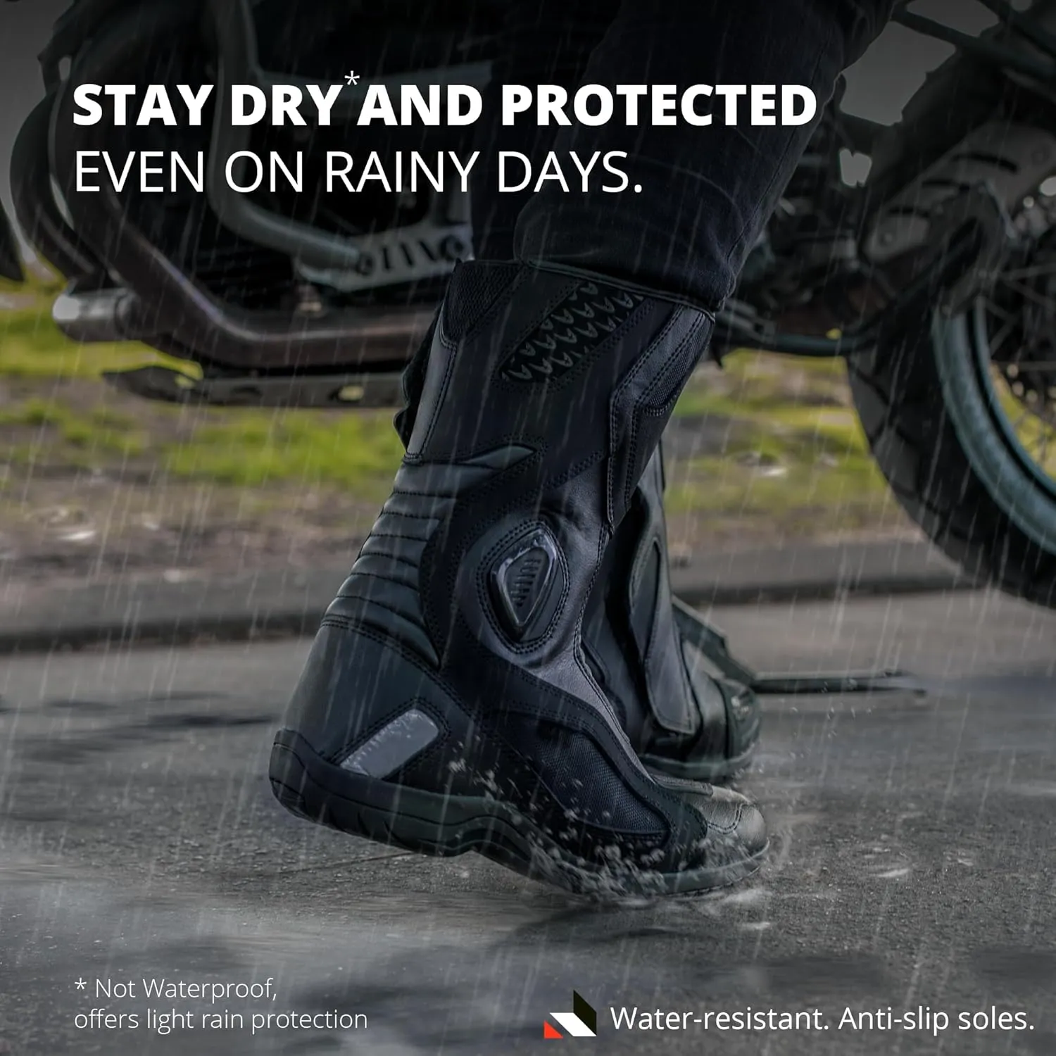 KRONOX Armored Motorcycle Boots for Men & Women - Comfortable Fit Riding Boots with Zipper, Anti-Slip Sole, Reflective Gear for Touring & Street