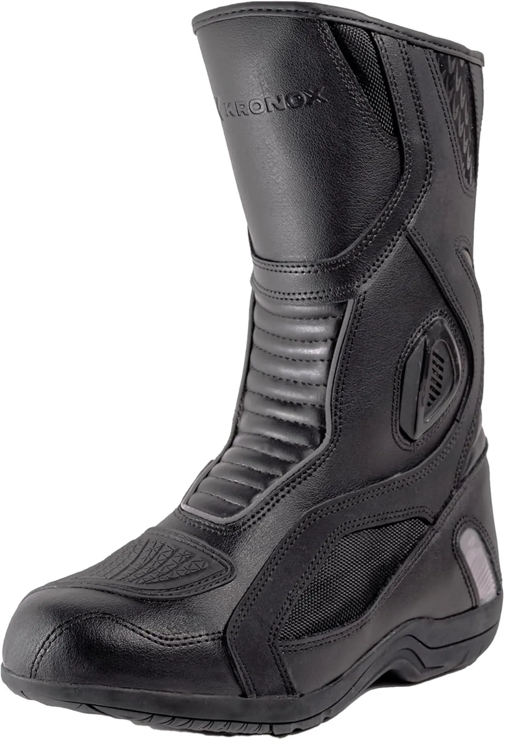KRONOX Armored Motorcycle Boots for Men & Women - Comfortable Fit Riding Boots with Zipper, Anti-Slip Sole, Reflective Gear for Touring & Street