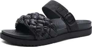 KuaiLu Womens Orthopedic Sandals Comfortable Arch Support Fashion Summer Beach Dressy Sandals With Leather Braided Adjustable Open Toe Cushion Travel Outdoor Plantar Fasciitis Shoes US Size5-11