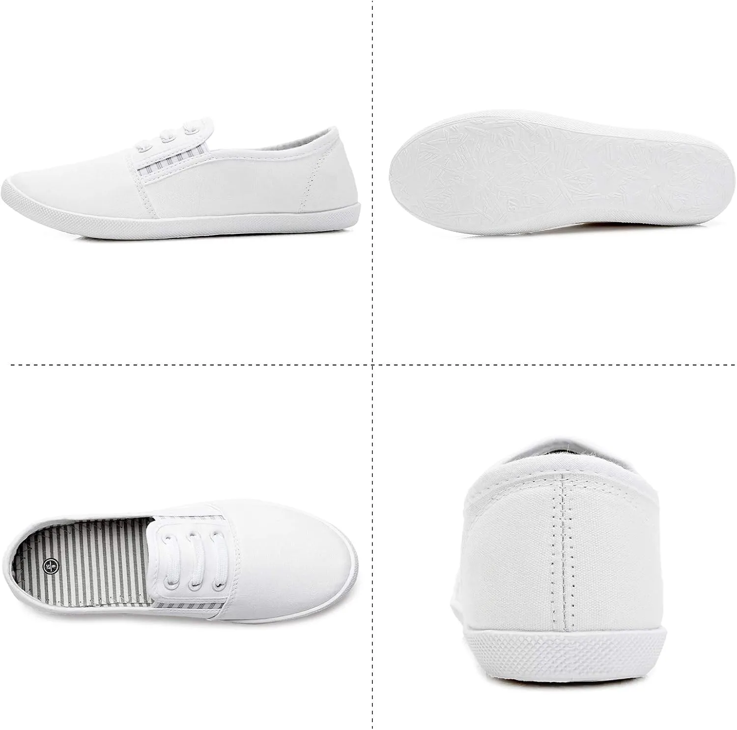 kufeiti Women's Canvas Slip On Shoes Sneakers for Women Fashion Comfortable White Black Elastic Sneakers for Women