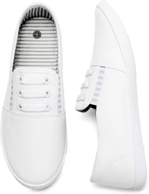 kufeiti Women's Canvas Slip On Shoes Sneakers for Women Fashion Comfortable White Black Elastic Sneakers for Women