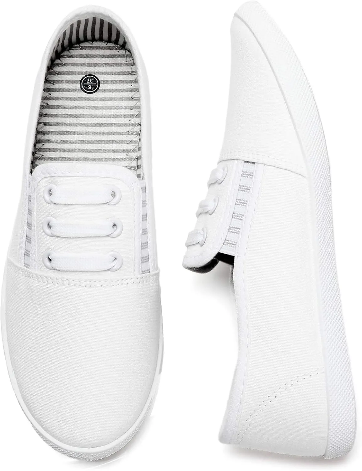 kufeiti Women's Canvas Slip On Shoes Sneakers for Women Fashion Comfortable White Black Elastic Sneakers for Women