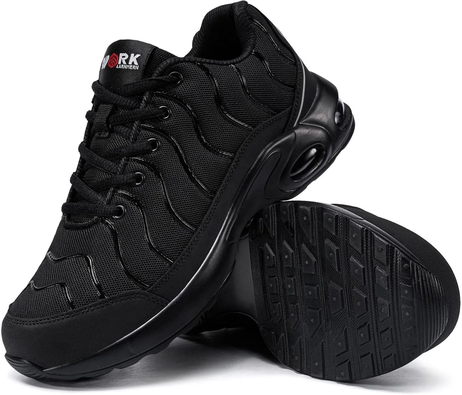 LARNMERN Air Cushion Steel Toe Shoes for Men Wide Women Lightweight Puncture Proof Work Safety Sneakers Breathable Slip Resistant Tennis Shoe