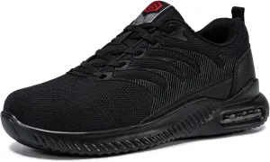 LARNMERN Air Cushion Steel Toe Shoes for Men Wide Women Lightweight Puncture Proof Work Safety Sneakers Breathable Slip Resistant Tennis Shoe