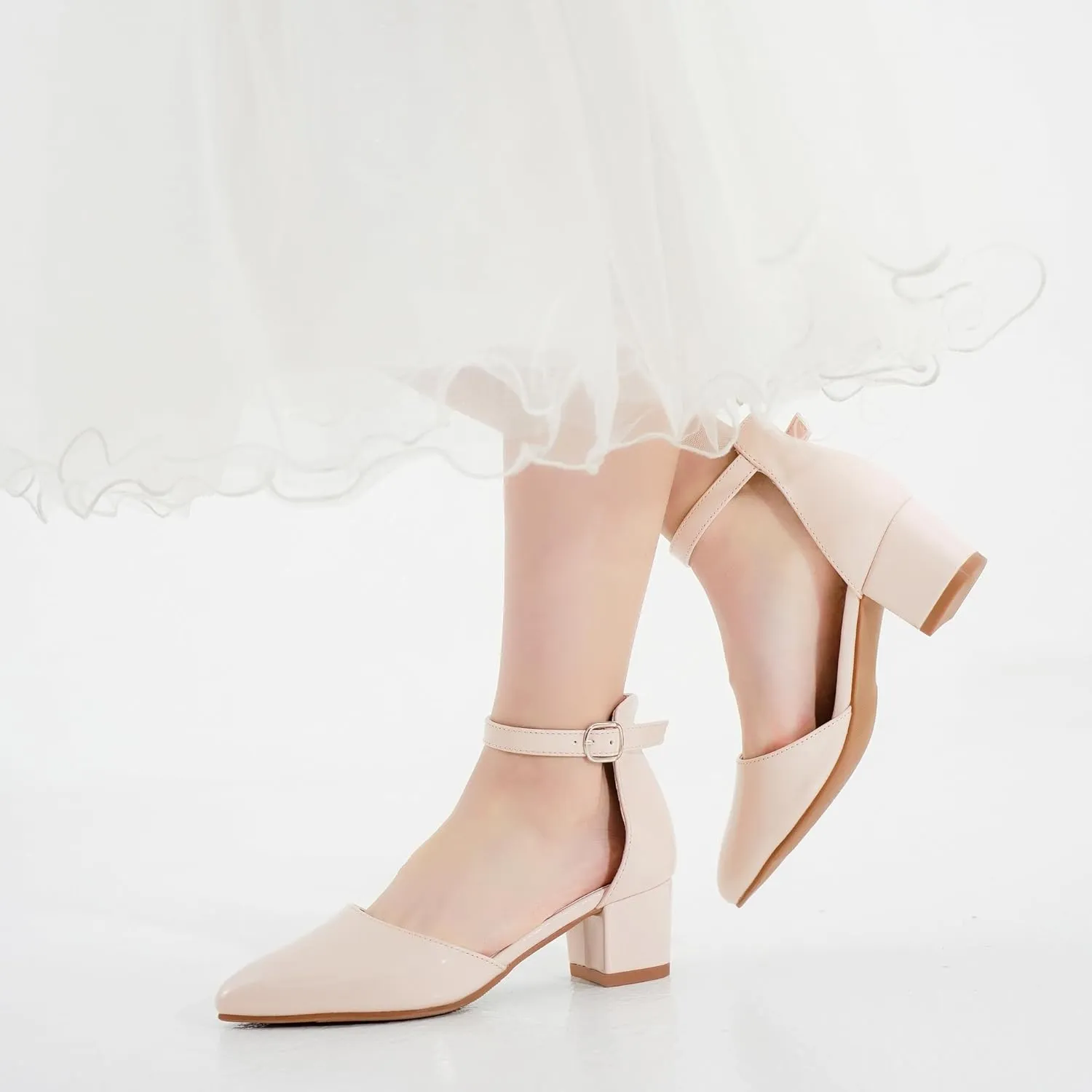 Little Girls Sandals Closed Toe High Heels Formal Dress Shoes Ankle Strap Pointed Toe Heeled for Little Big Kids in Wedding Party Block Chunky Pump Shoes
