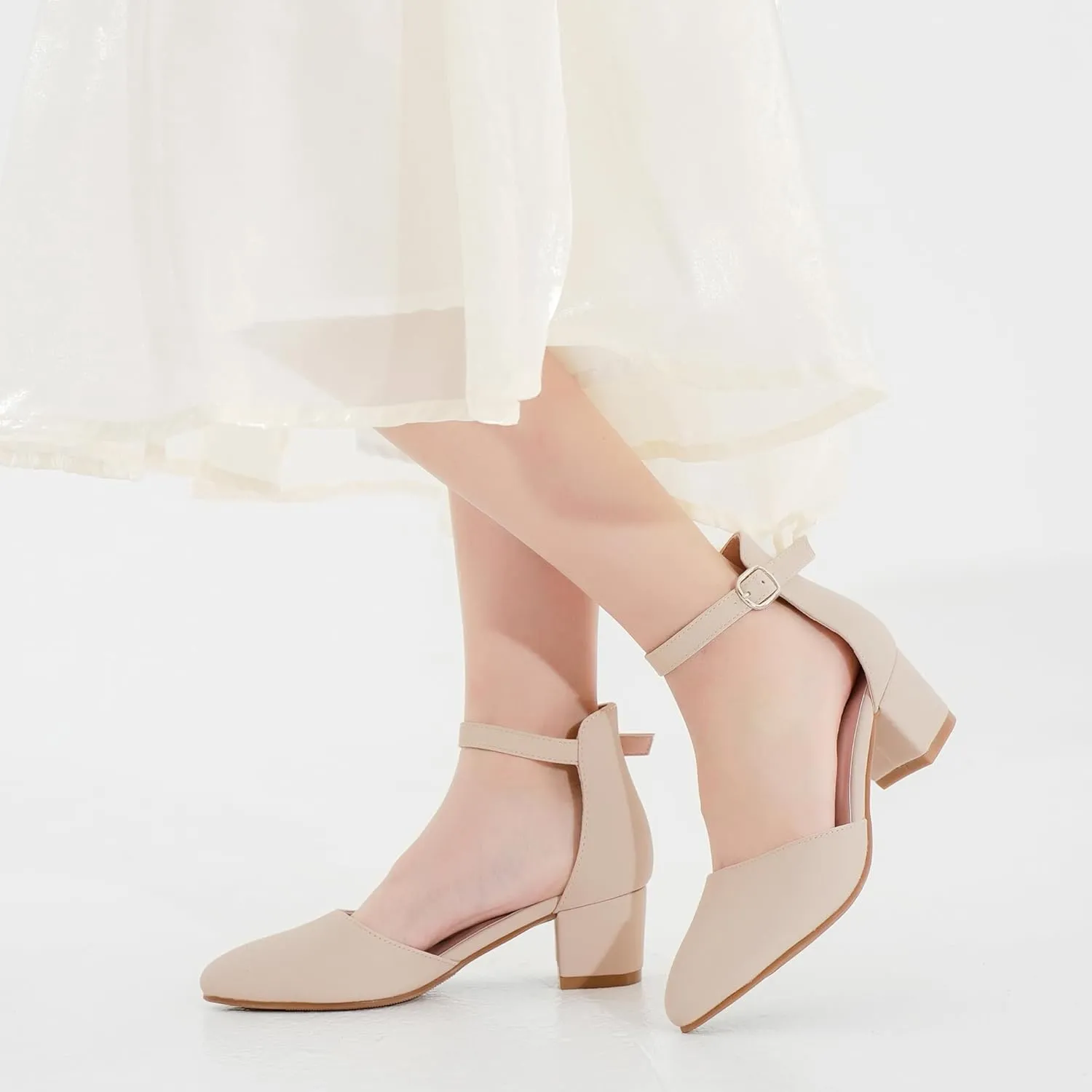 Little Girls Sandals Closed Toe High Heels Formal Dress Shoes Ankle Strap Pointed Toe Heeled for Little Big Kids in Wedding Party Block Chunky Pump Shoes