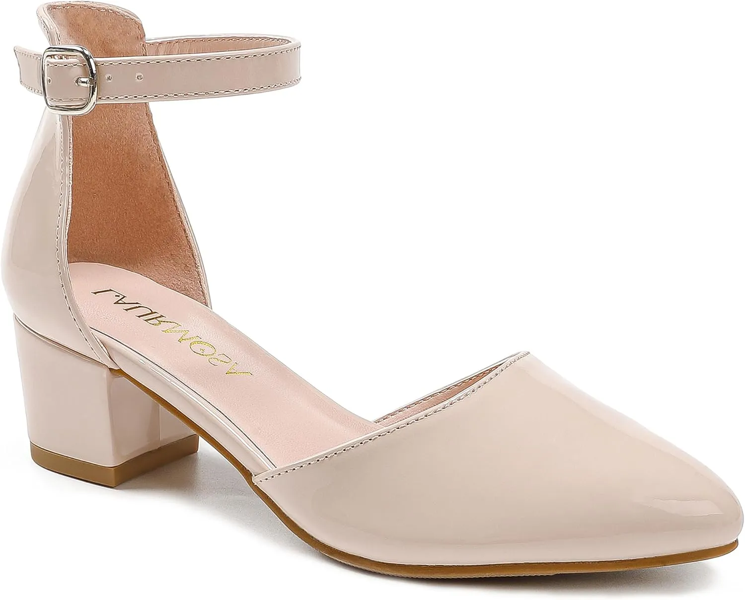 Little Girls Sandals Closed Toe High Heels Formal Dress Shoes Ankle Strap Pointed Toe Heeled for Little Big Kids in Wedding Party Block Chunky Pump Shoes