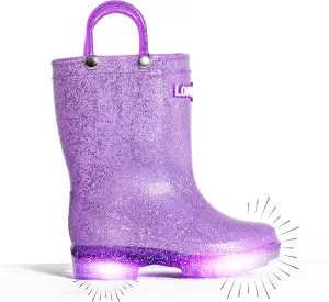 Lone Cone Kids Rain Boots for Girls & Boys – Waterproof Natural Rubber Toddler Rain Boots with Non-Slip Outsole & Easy Pull Handles – Solid, Pattern & Glitter Designs