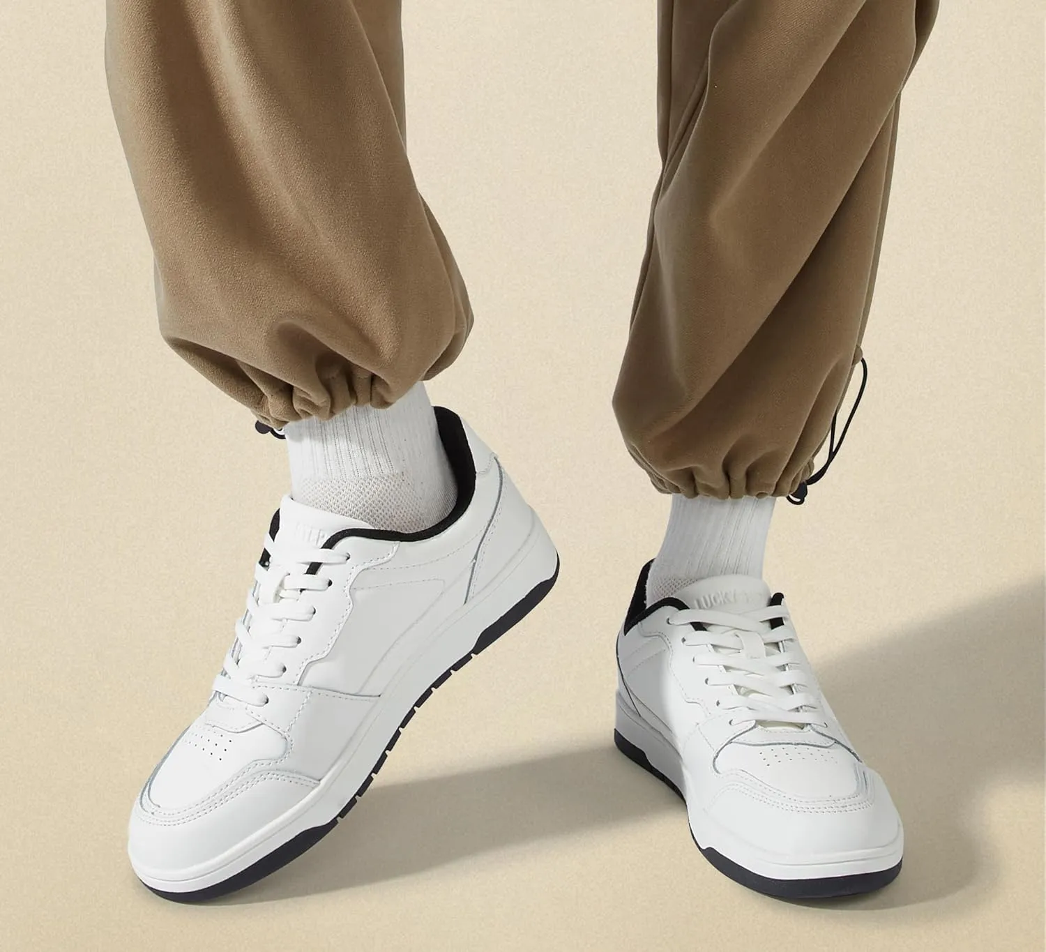 LUCKY STEP Men's Fashion Sneakers Lace Up Casual Low Top Anti-Slip Tennis Skateboard Basketball Walking Shoes