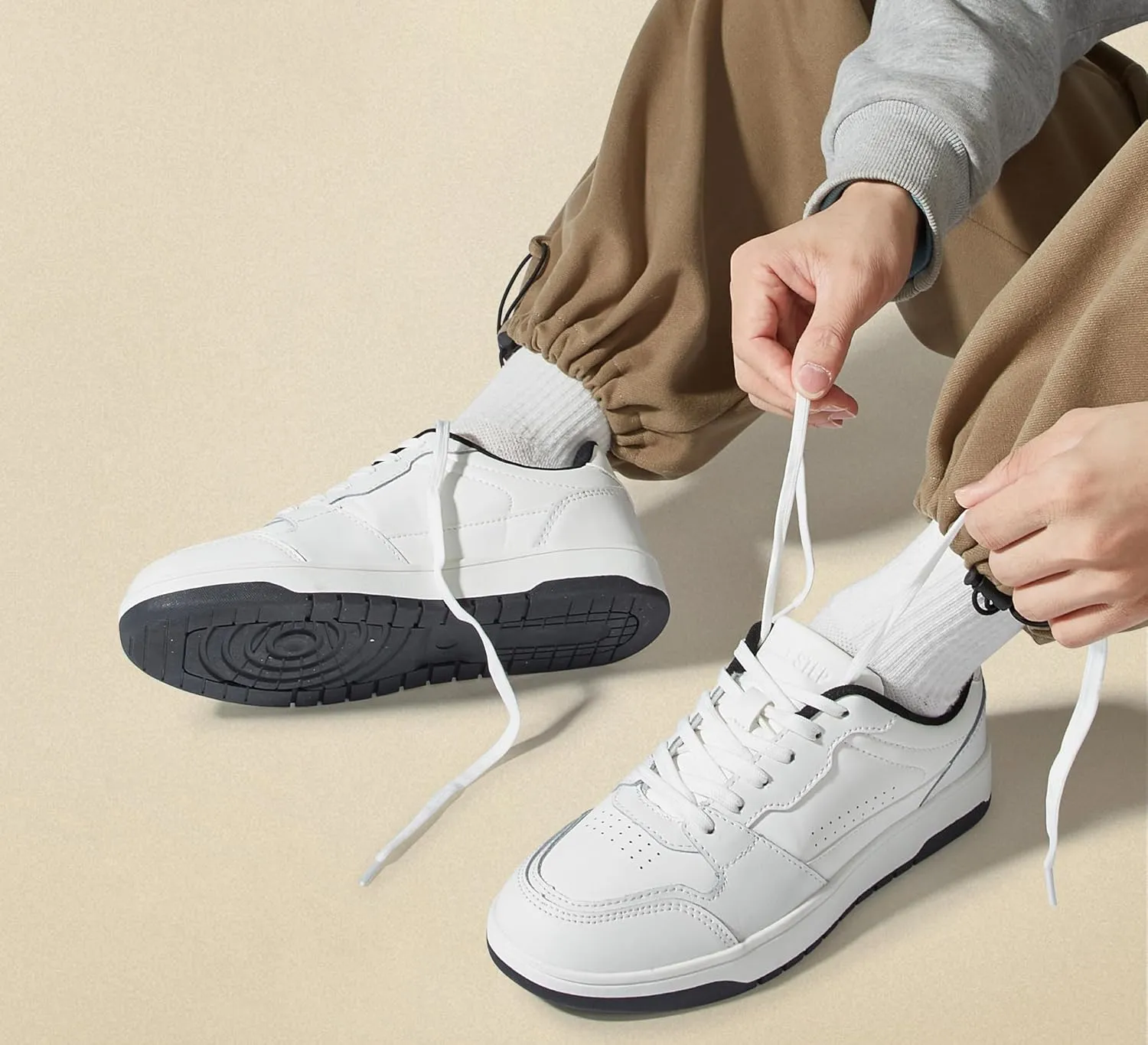 LUCKY STEP Men's Fashion Sneakers Lace Up Casual Low Top Anti-Slip Tennis Skateboard Basketball Walking Shoes