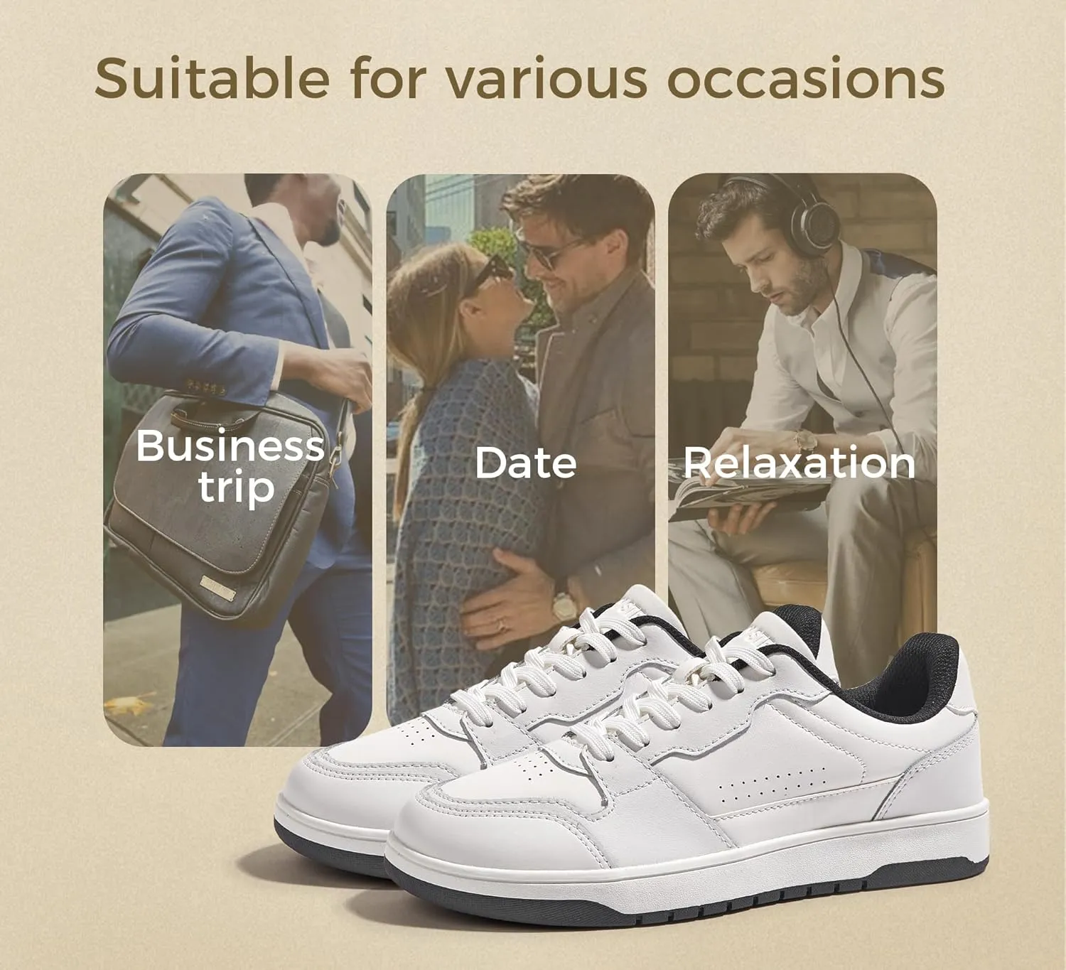 LUCKY STEP Men's Fashion Sneakers Lace Up Casual Low Top Anti-Slip Tennis Skateboard Basketball Walking Shoes