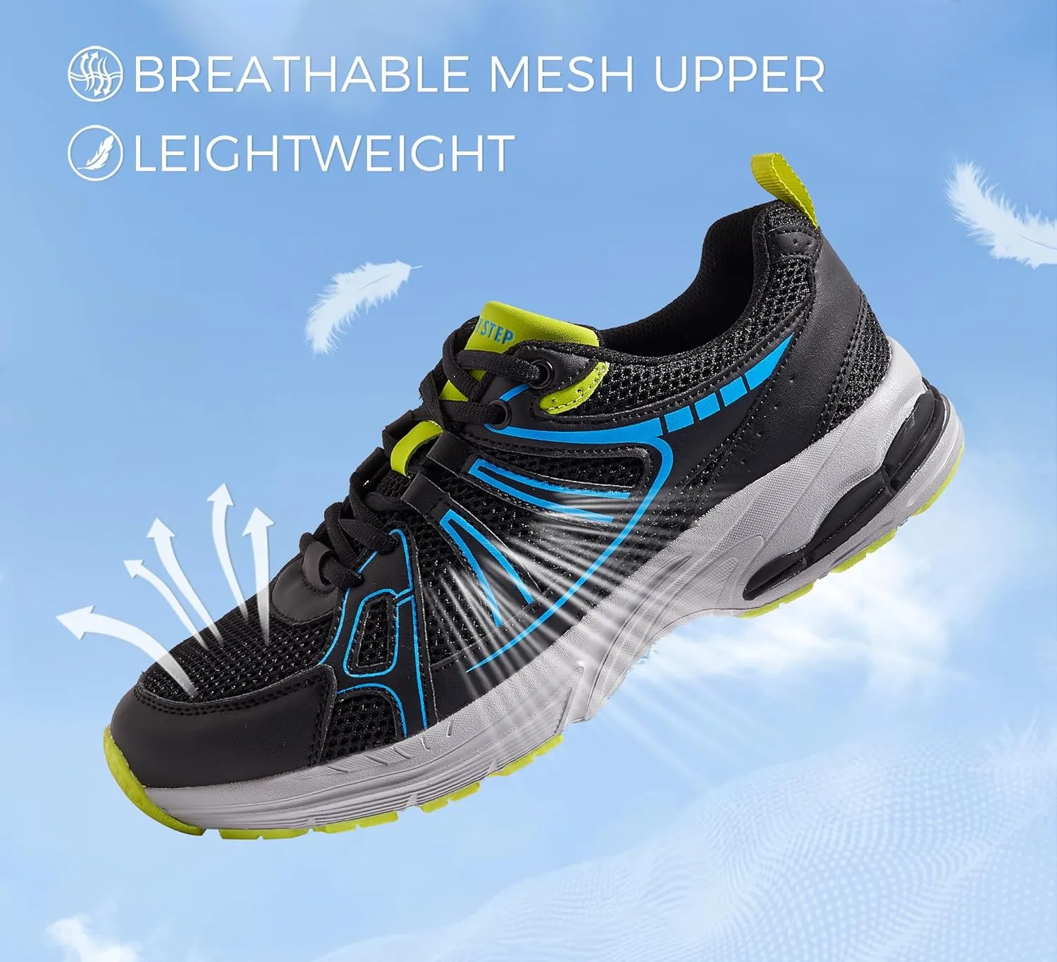 LUCKY STEP Men's Mesh Breathable Fashion Sneakers Non Slip Comfortable Running Shoes Lightweight Casual Workout Tennis Shoes