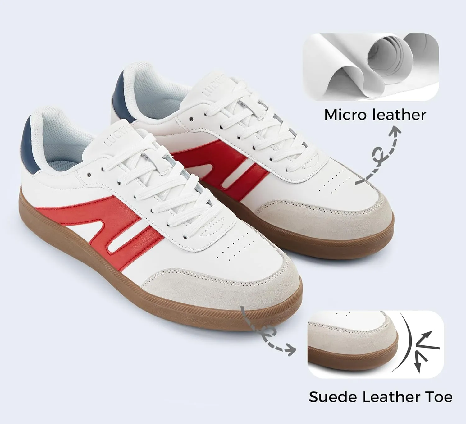 LUCKY STEP Men's Retro Fashion Sneakers Low Top Comfort Trainers Casual Lightweight Classic Walking Shoes