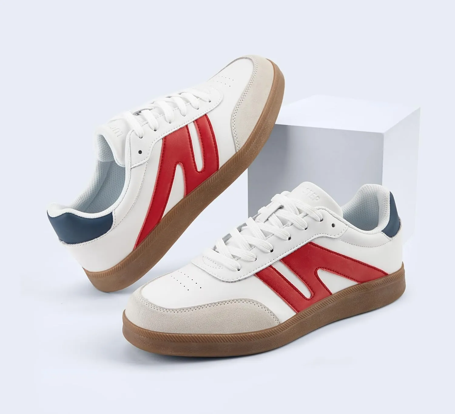 LUCKY STEP Men's Retro Fashion Sneakers Low Top Comfort Trainers Casual Lightweight Classic Walking Shoes