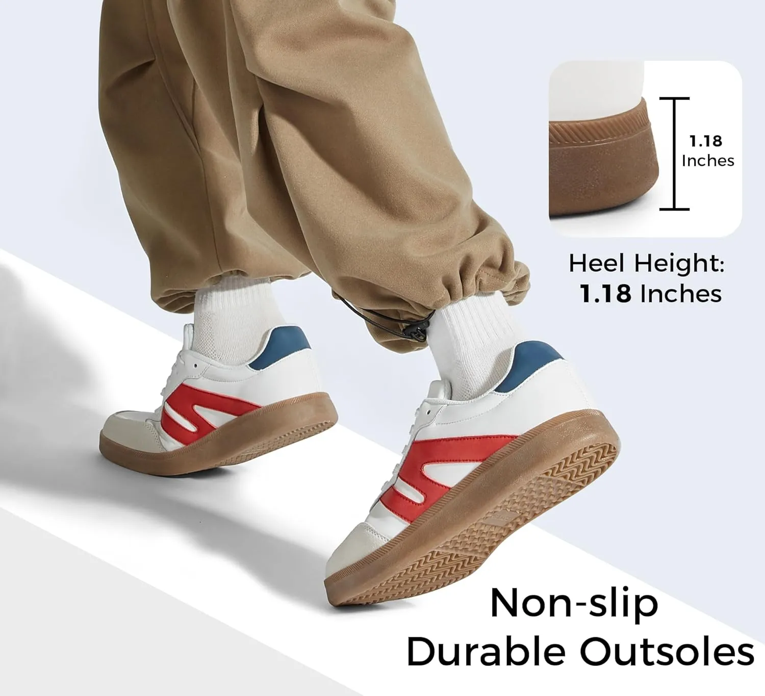 LUCKY STEP Men's Retro Fashion Sneakers Low Top Comfort Trainers Casual Lightweight Classic Walking Shoes
