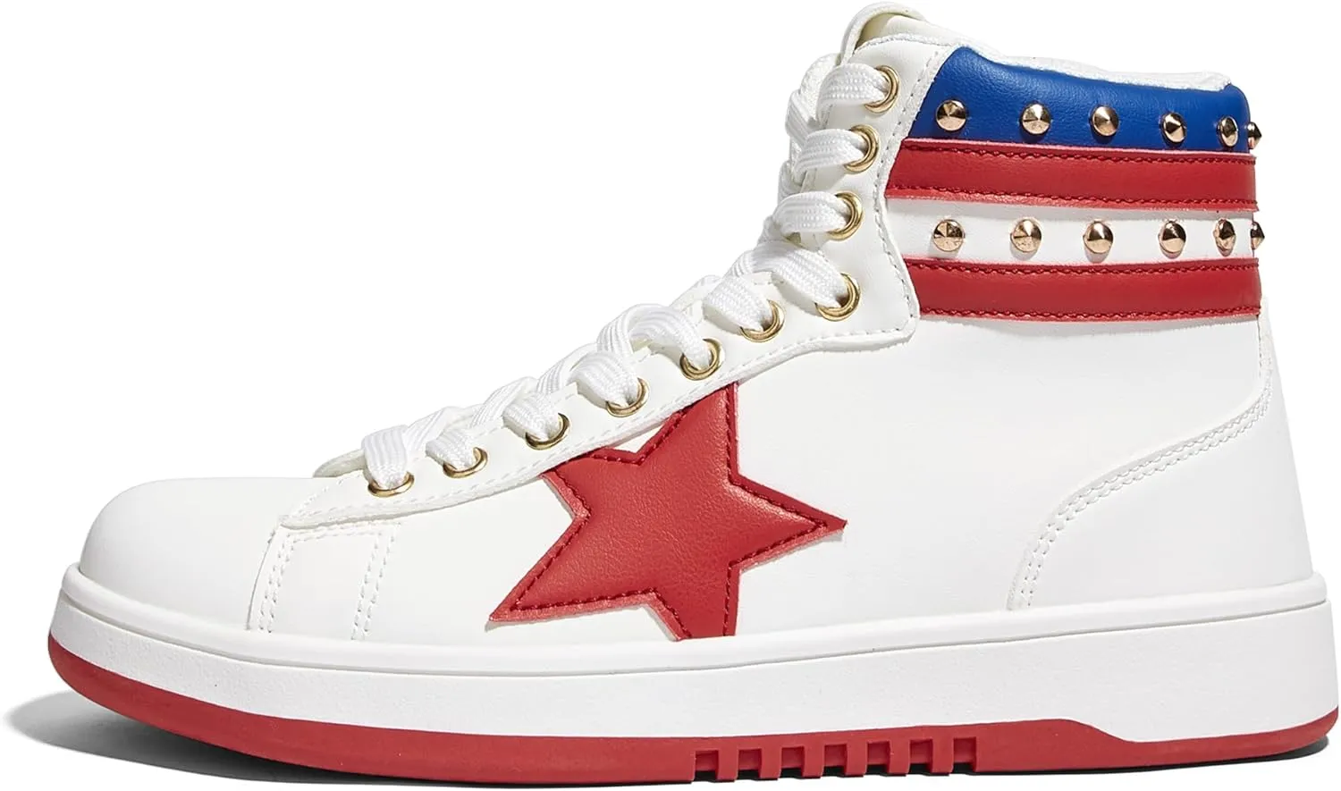 LUCKY STEP Women High Top Fashion Glitter Star Sneakers Retro Zipper Ankle Boots Basketball Tennis Casual Faux Leather Walking Shoes