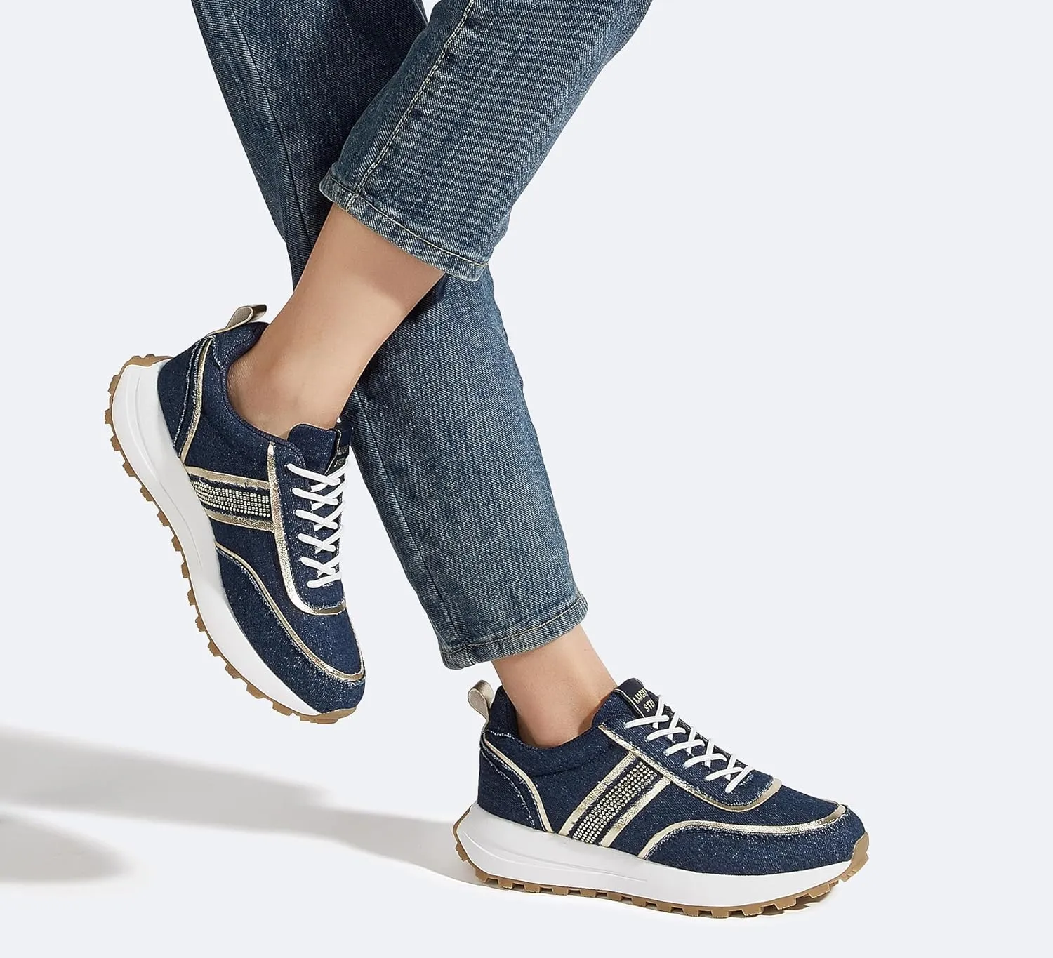 LUCKY STEP Women Platform Walking Shoe Fashion Retro Classic Casual Trainers Braided Rhinestone Sneakers Tennis Running Walking Shoes