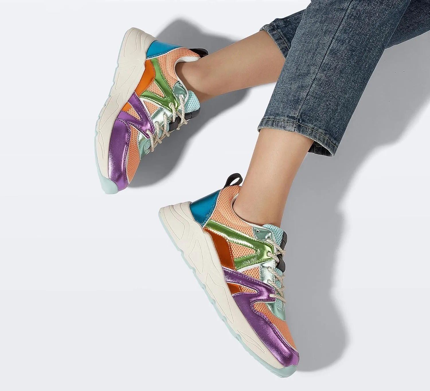 LUCKY STEP Women‘s Fashion Cusual Sneakers Platform Classic Leopard Walking Tennis Travel Shoes Chunky Colorful Lifestyle Sneakers