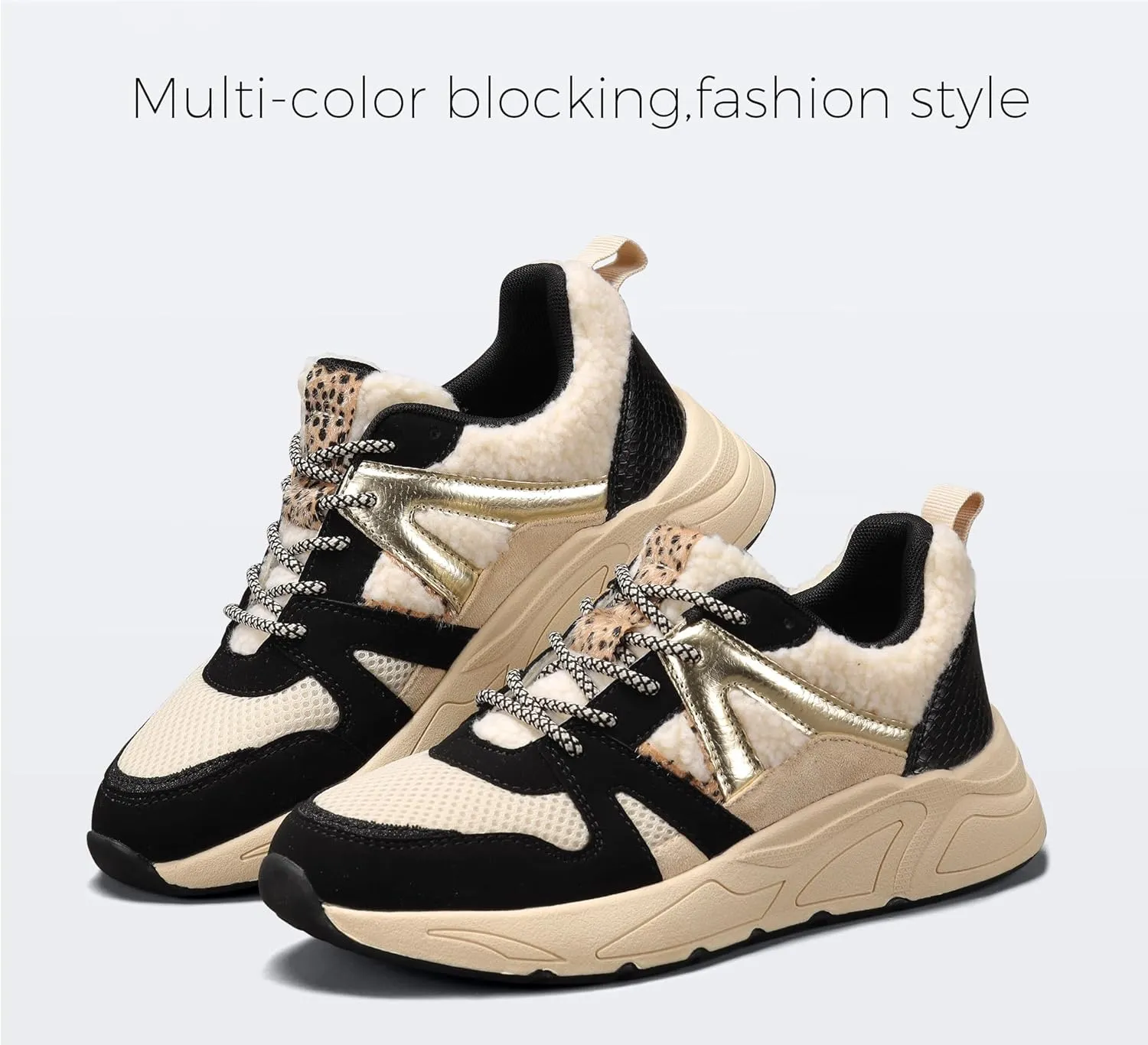 LUCKY STEP Women‘s Fashion Cusual Sneakers Platform Classic Leopard Walking Tennis Travel Shoes Chunky Colorful Lifestyle Sneakers
