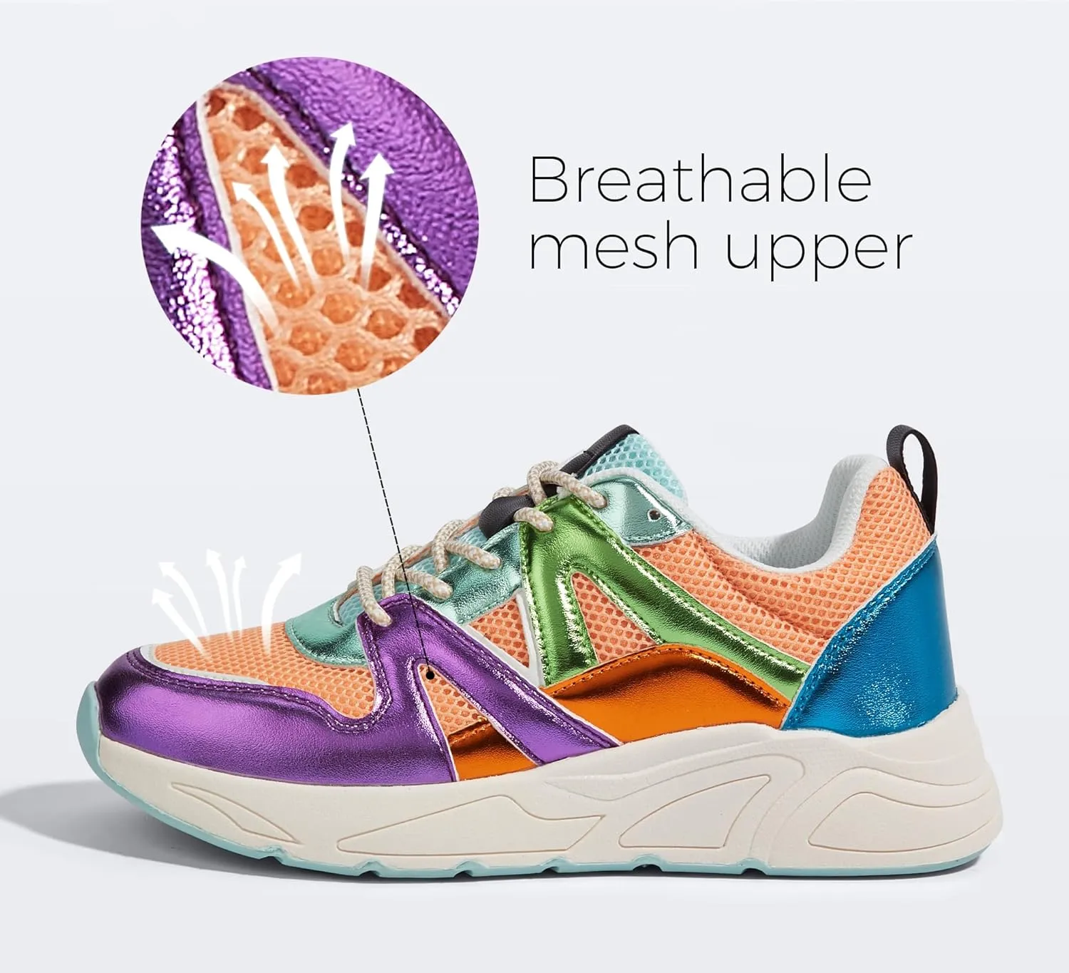 LUCKY STEP Women‘s Fashion Cusual Sneakers Platform Classic Leopard Walking Tennis Travel Shoes Chunky Colorful Lifestyle Sneakers