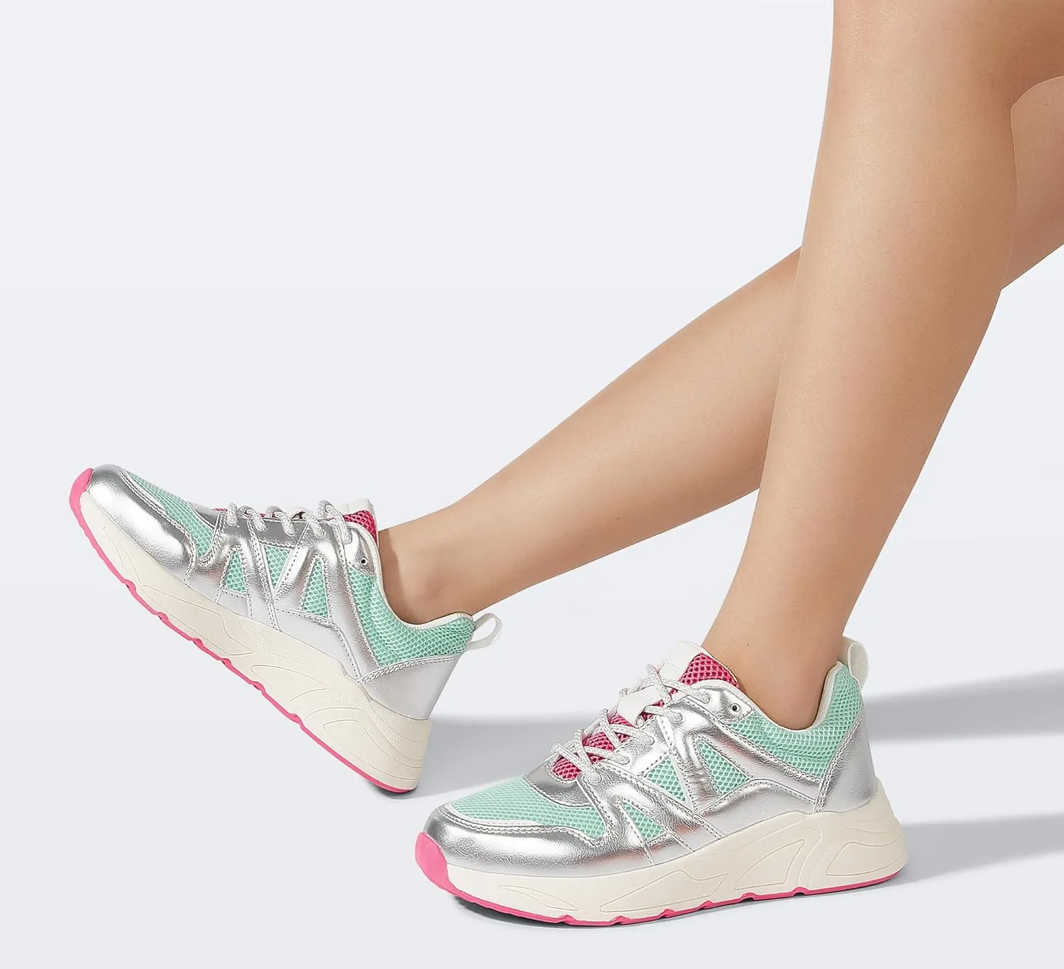 LUCKY STEP Women‘s Fashion Cusual Sneakers Platform Classic Leopard Walking Tennis Travel Shoes Chunky Colorful Lifestyle Sneakers
