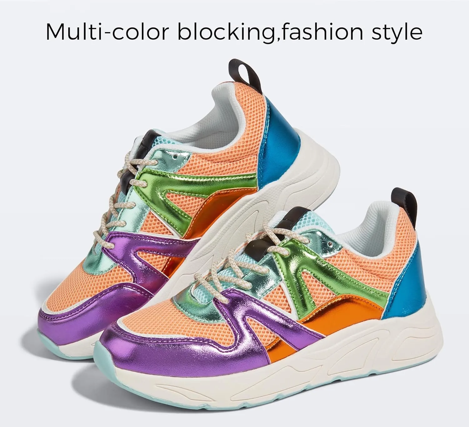 LUCKY STEP Women‘s Fashion Cusual Sneakers Platform Classic Leopard Walking Tennis Travel Shoes Chunky Colorful Lifestyle Sneakers
