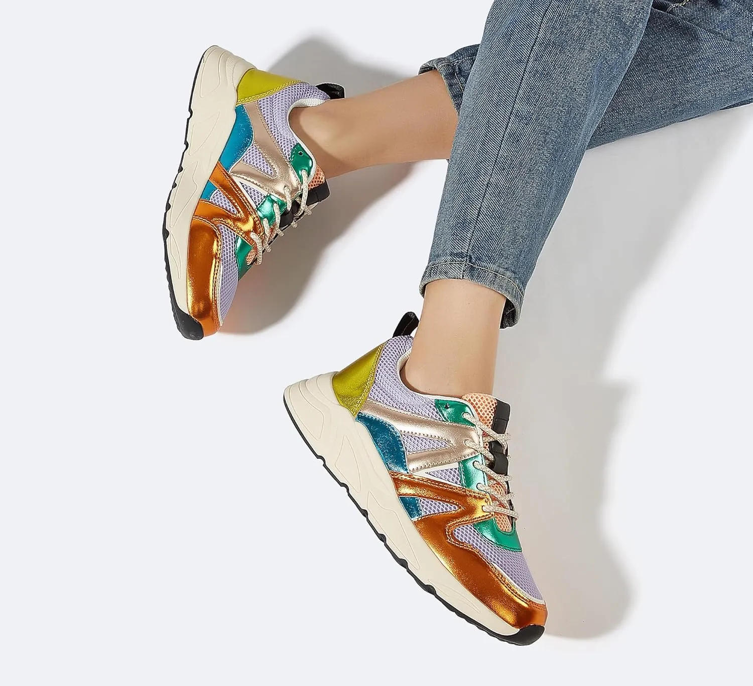 LUCKY STEP Women‘s Fashion Cusual Sneakers Platform Classic Leopard Walking Tennis Travel Shoes Chunky Colorful Lifestyle Sneakers