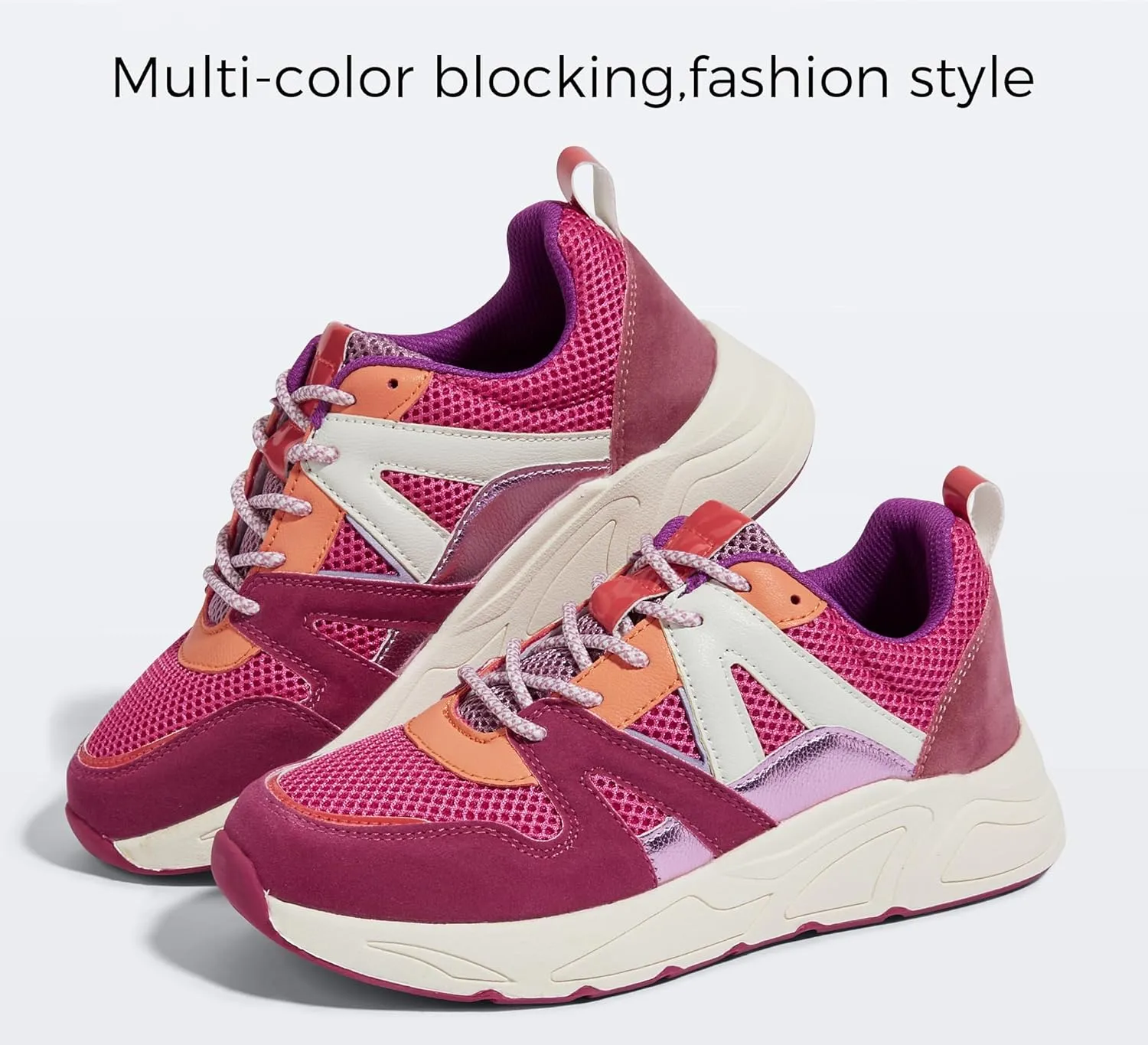 LUCKY STEP Women‘s Fashion Cusual Sneakers Platform Classic Leopard Walking Tennis Travel Shoes Chunky Colorful Lifestyle Sneakers