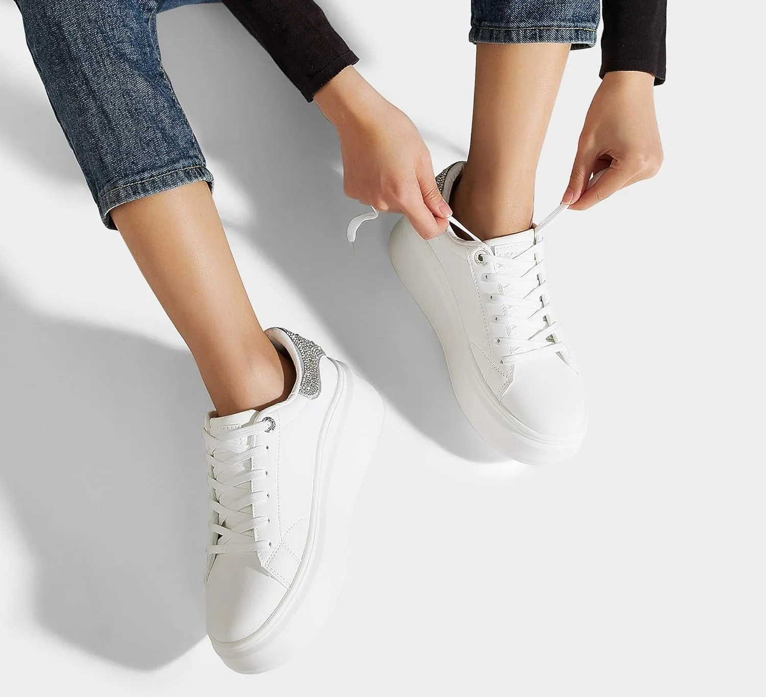 LUCKY STEP Women's Platform Fashion Sneakers Faux Leather Classic Tennis Shoes Low Top Casual Walking Shoes