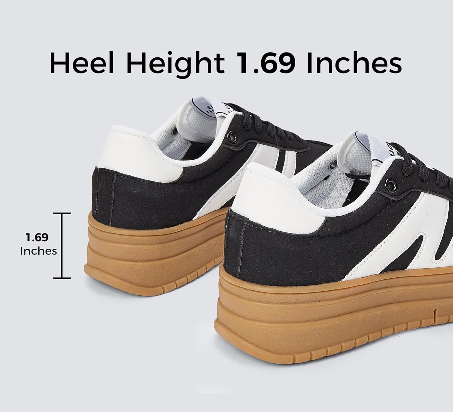 LUCKY STEP Women's Platform Gum Thick Sole Fashion Sneakers Classic Retro Rubber Low Top Casual Tennis Skate Walking Shoes