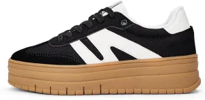 LUCKY STEP Women's Platform Gum Thick Sole Fashion Sneakers Classic Retro Rubber Low Top Casual Tennis Skate Walking Shoes