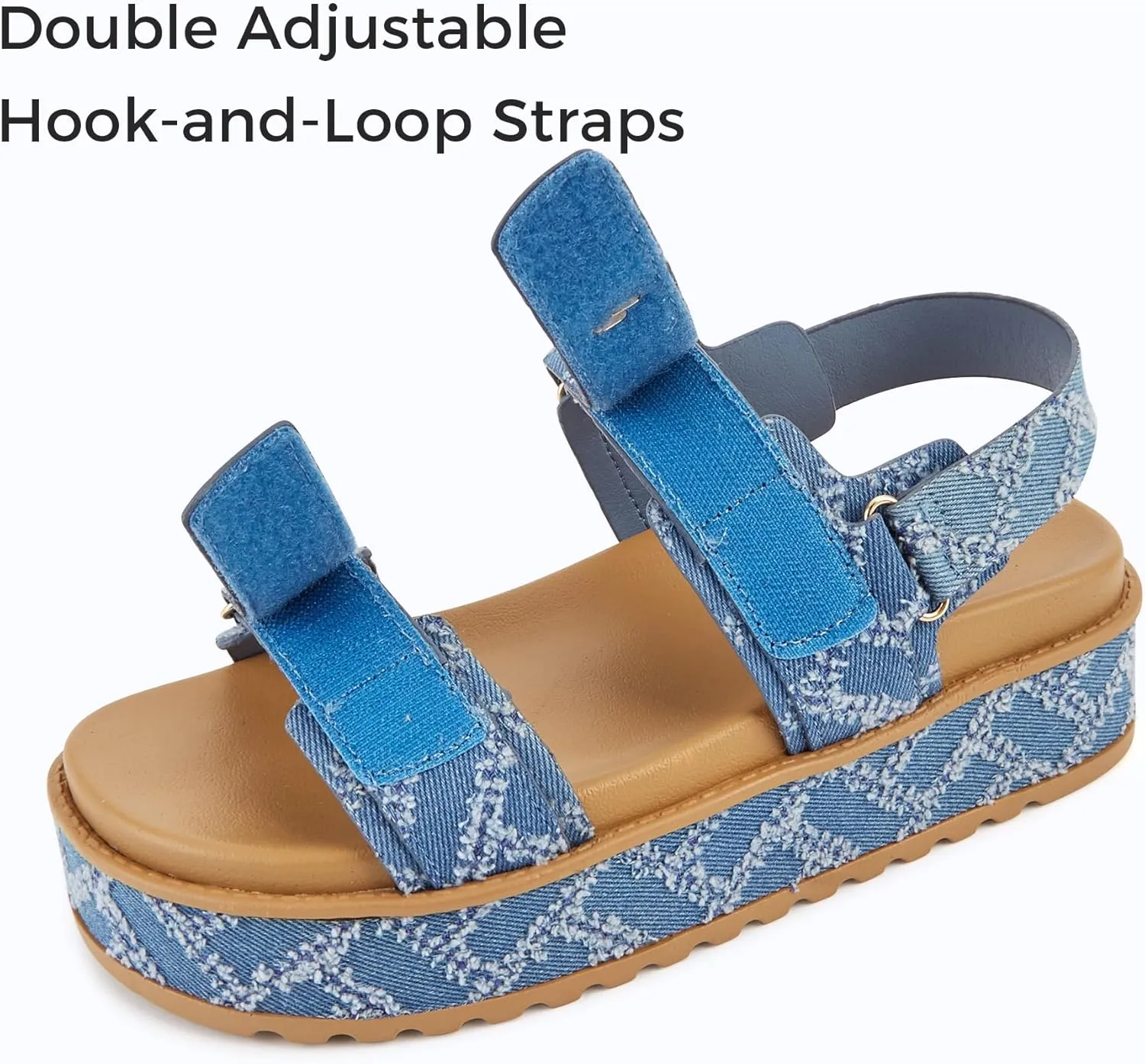LUCKY STEP Women's Raffia Platform Wedge Sandals Open Toe Slingback Sandals Adjustable Double Strap Beach Sandals