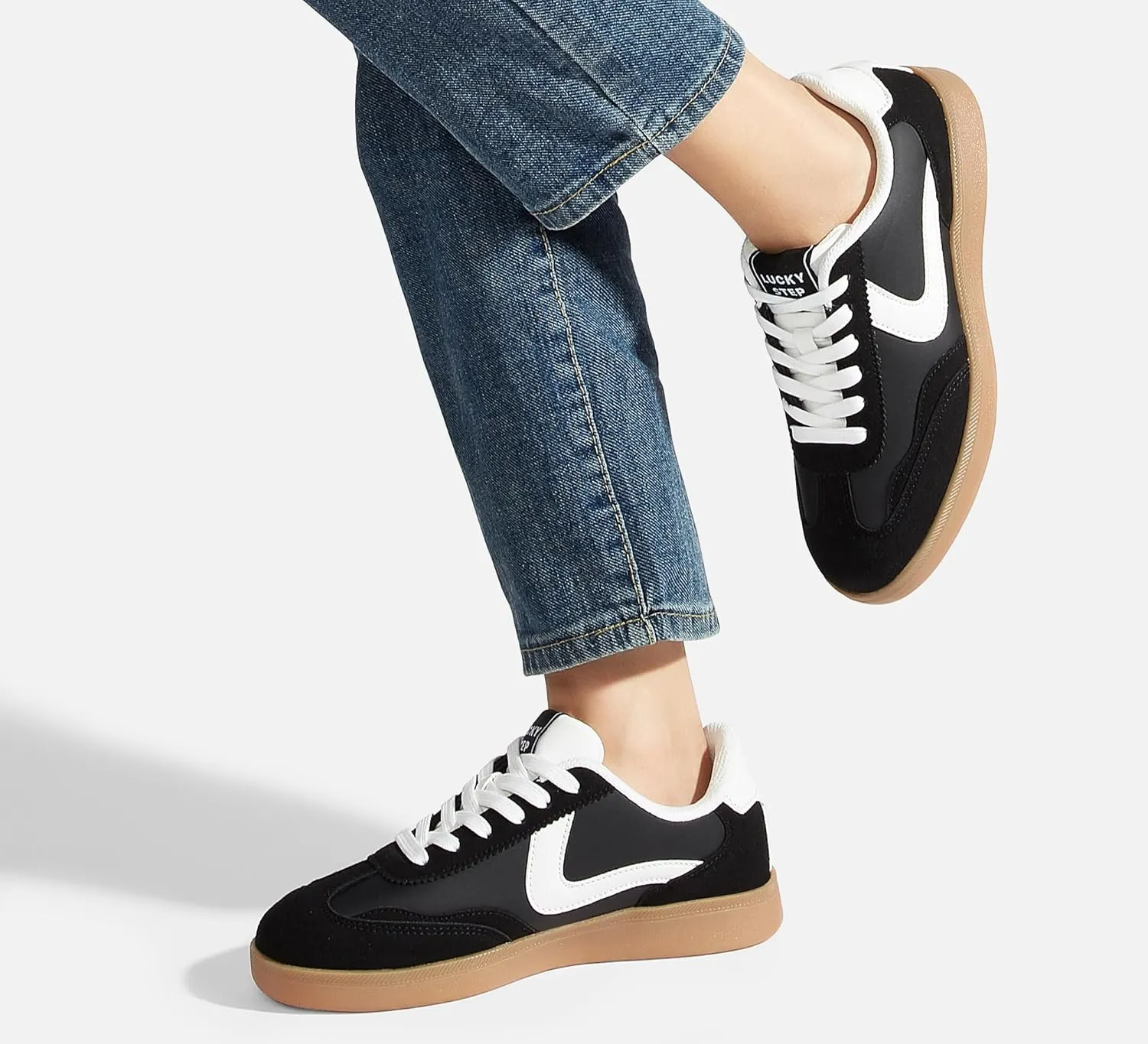 LUCKY STEP Women's Retro Fashion Sneakers Classic Casual Walking Shoes Non Slip Comfort Skate Shoes
