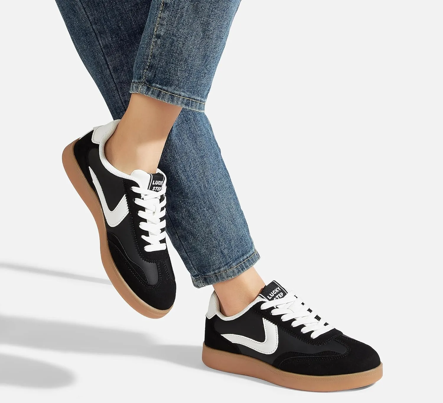 LUCKY STEP Women's Retro Fashion Sneakers Classic Casual Walking Shoes Non Slip Comfort Skate Shoes
