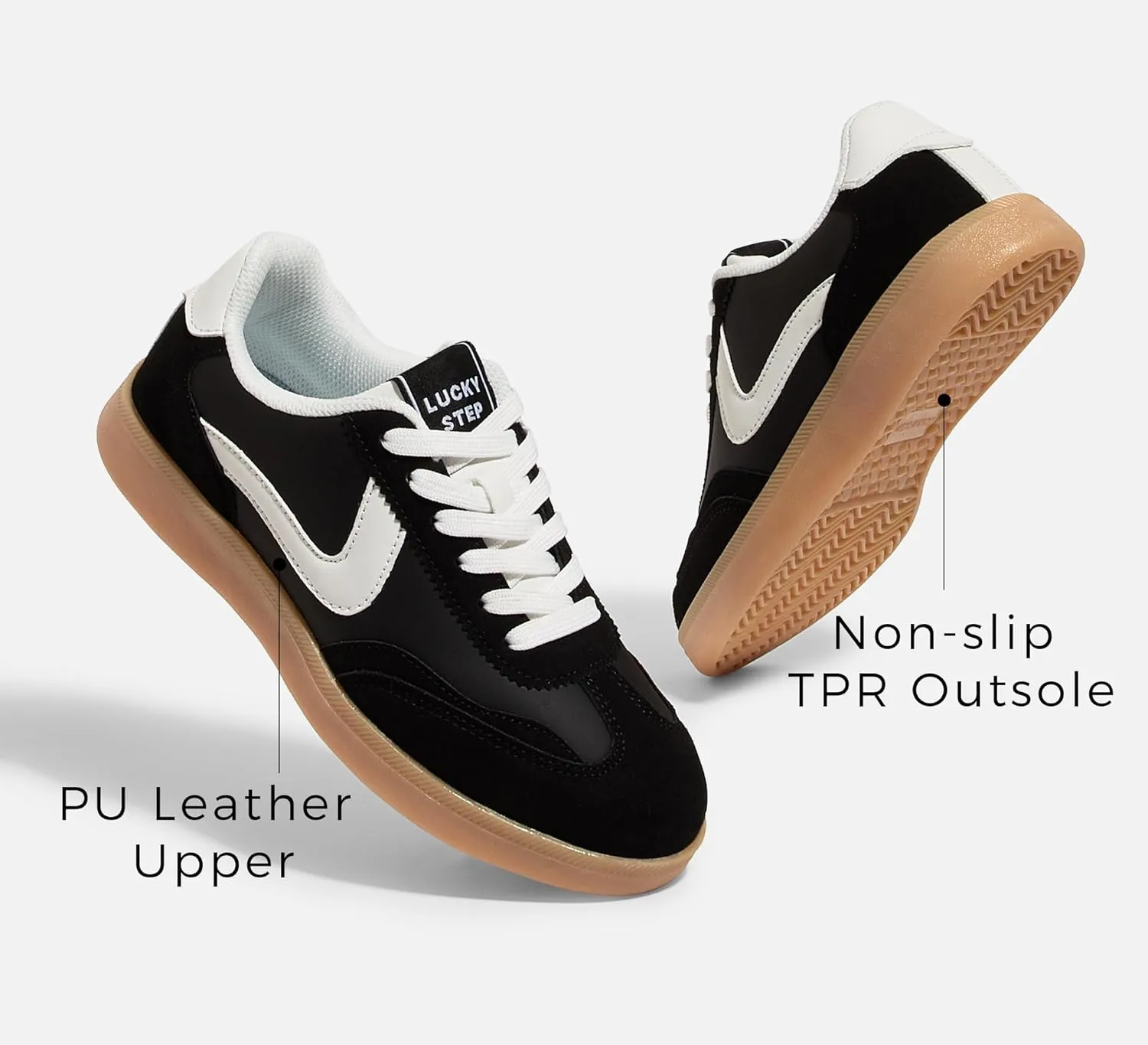 LUCKY STEP Women's Retro Fashion Sneakers Classic Casual Walking Shoes Non Slip Comfort Skate Shoes