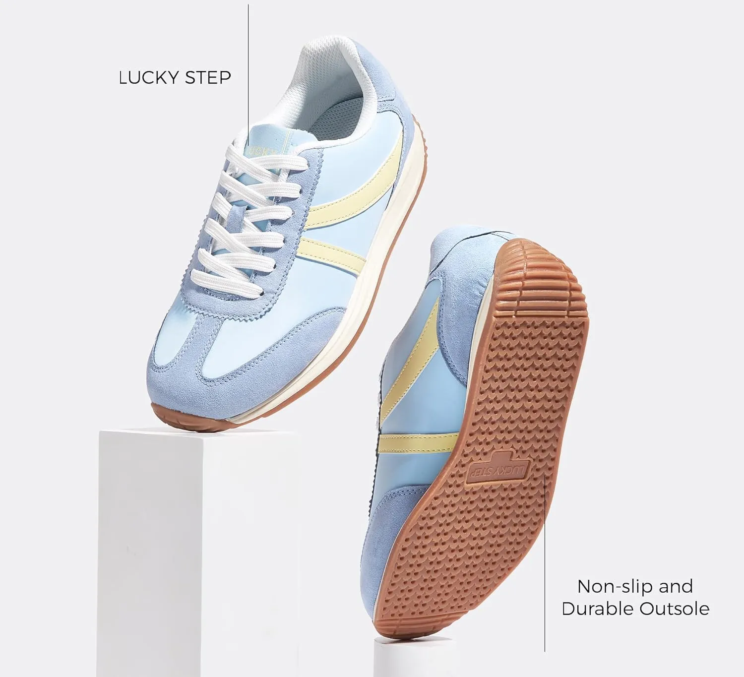 LUCKY STEP Women's Retro Fashion Sneakers Non Slip Comfortable Casual Running Shoes Breathable Classic Walking Trainers