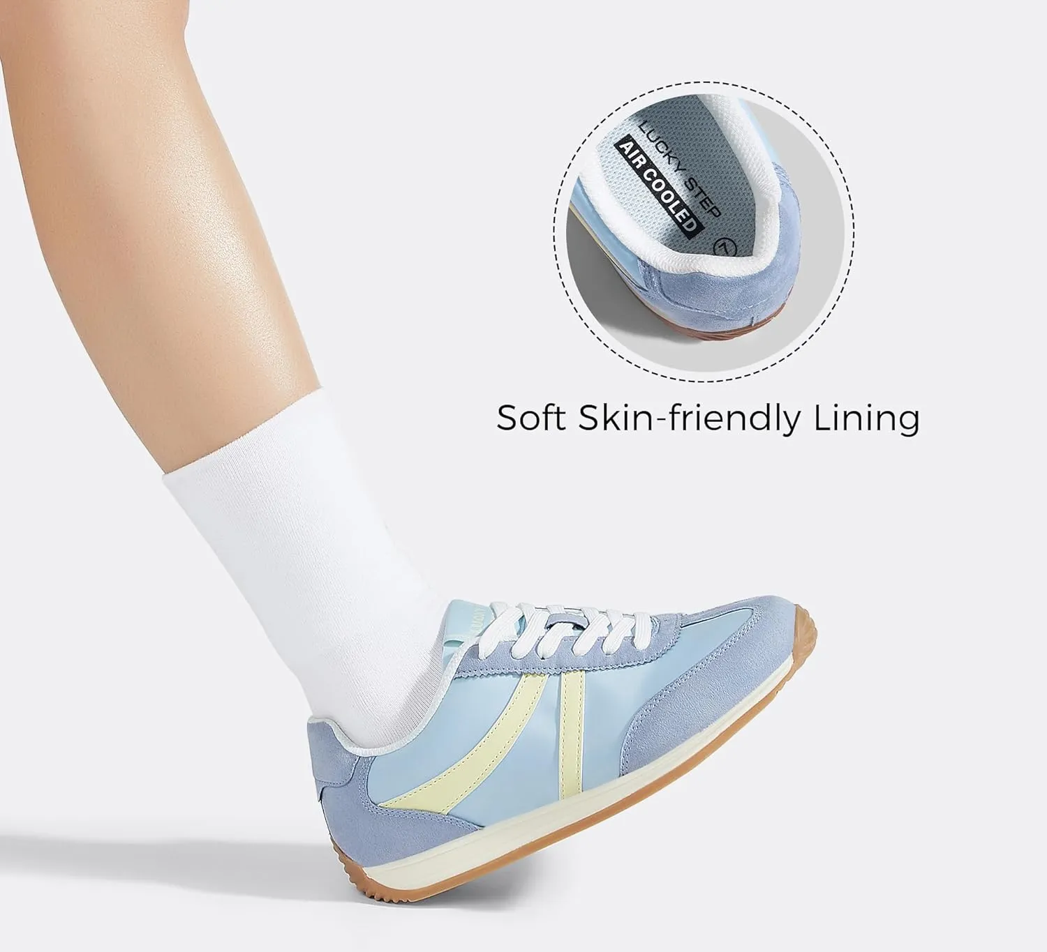 LUCKY STEP Women's Retro Fashion Sneakers Non Slip Comfortable Casual Running Shoes Breathable Classic Walking Trainers