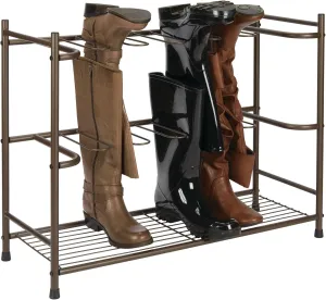 mDesign Boot Storage & Organizer Rack, Space-Saving Holder for Rain, Riding, Dress Boots - Holds 6 Pairs - Modern Design, Sturdy Steel - Espresso Brown