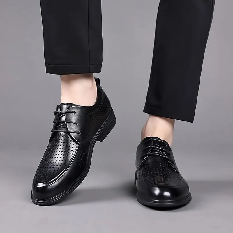 Men's Business Formal Leather Sandals Summer Breathable Leather Shoes Hollow-Out Cowhide Casual Men's Dress Shoes(10)