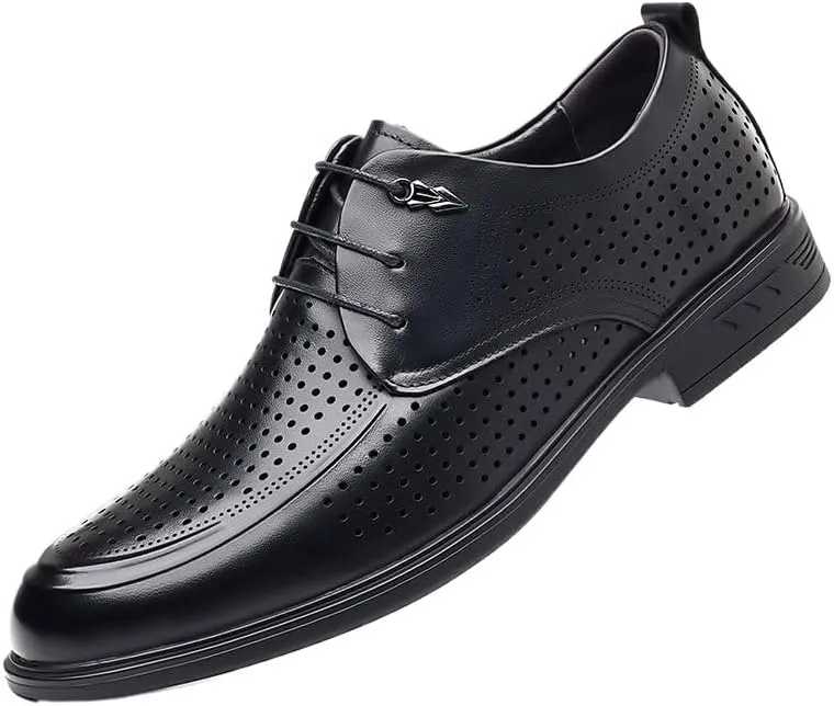 Men's Business Formal Leather Sandals Summer Breathable Leather Shoes Hollow-Out Cowhide Casual Men's Dress Shoes(10)