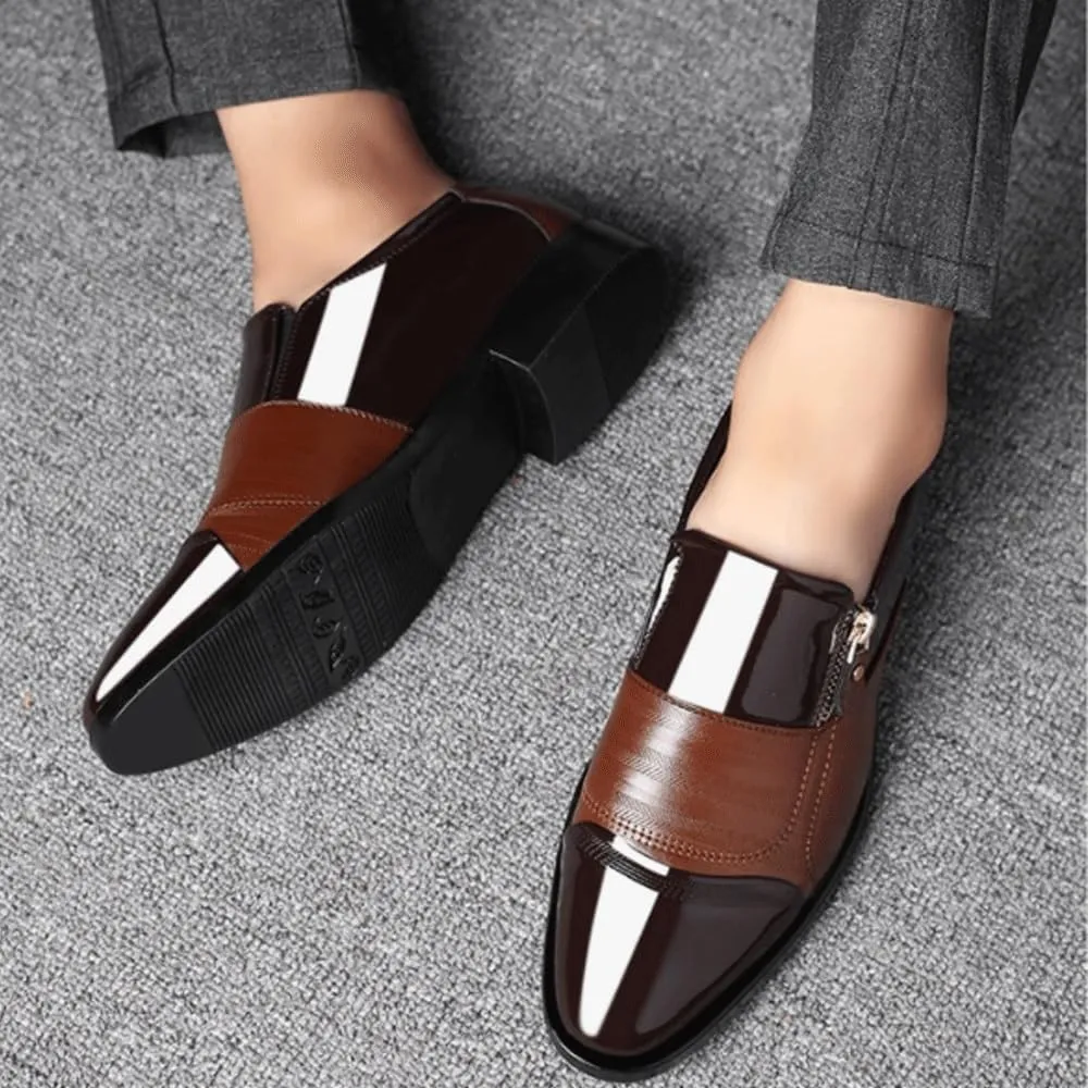 Men's Leather Oxford Shoes, No-Stripe Slip-On Loafers, Orthopedic Comfort, Business Casual Flats, Office Shoes for Men