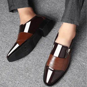 Men's Leather Oxford Shoes, No-Stripe Slip-On Loafers, Orthopedic Comfort, Business Casual Flats, Office Shoes for Men
