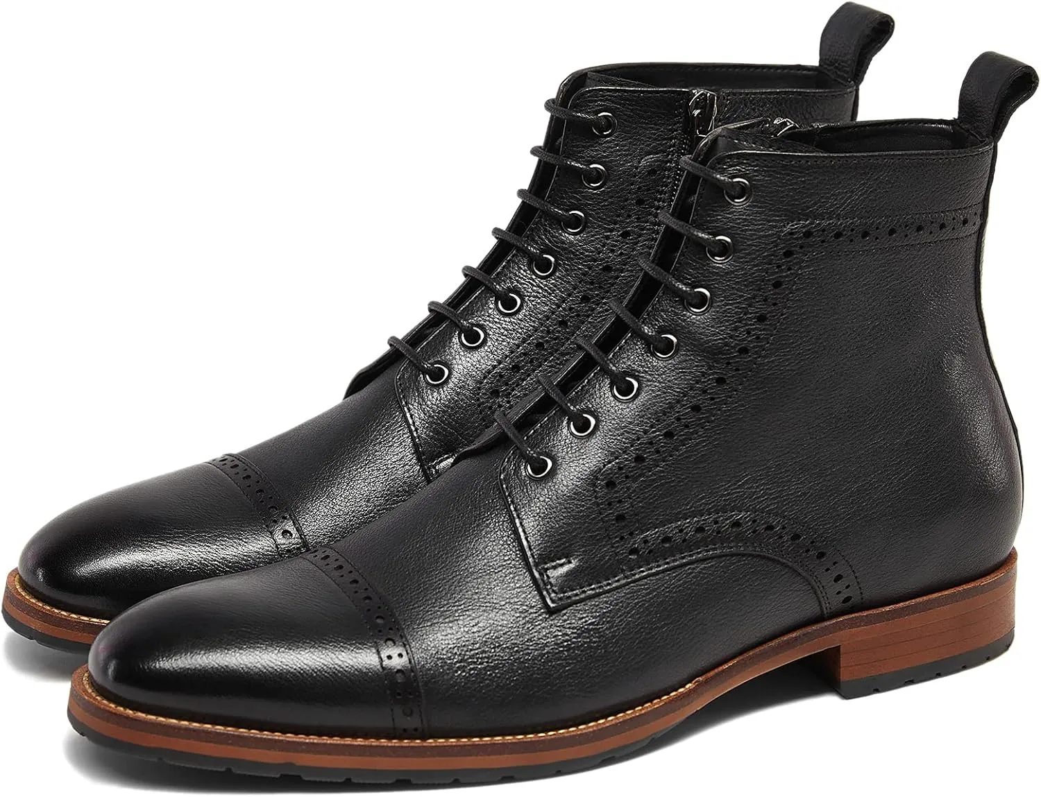 Mens motorcycle boots genuine leather combat casual Dress work boots for men